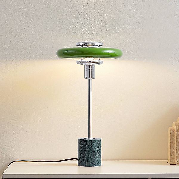 Lindby Tischleuchte Branford, 46 cm, grün, Metall/Marmor günstig online kaufen