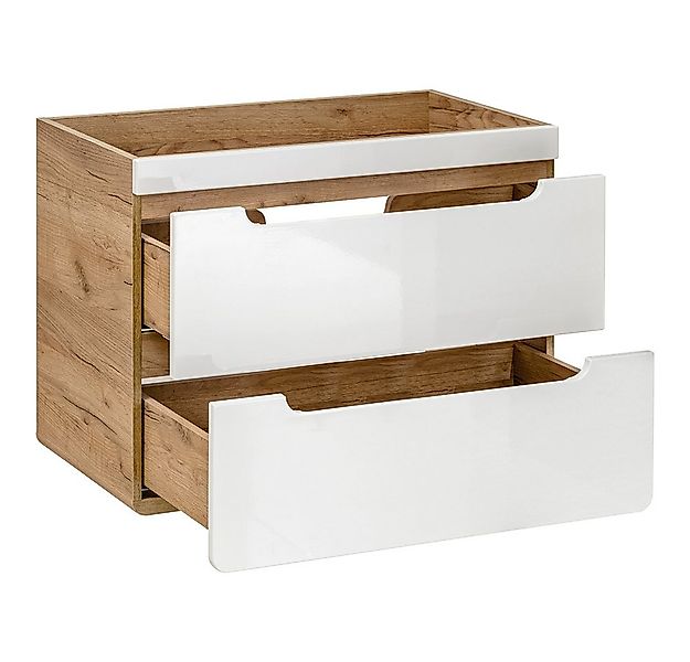 Lomadox Waschtisch LUTON-56, weiß mit Wotan Eiche Nb. 81/63/46 cm günstig online kaufen