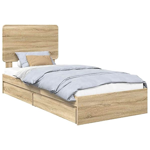 vidaXL Stauraumbett Sonoma-Eiche 100 x 200 cm Holzwerkstoff 3412716 günstig online kaufen
