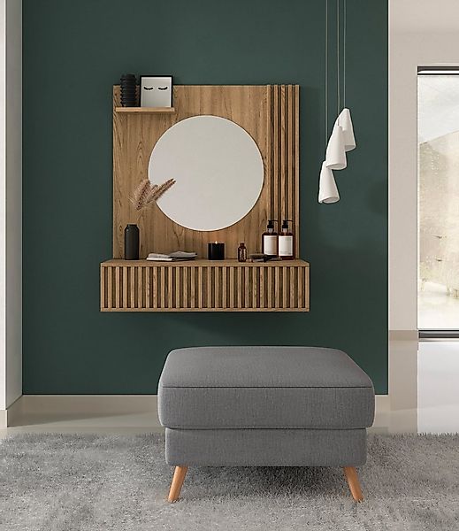 MOEBLO Schminktisch Entia (Eiche Artisan mit Lamellen mit Schublade mit Spi günstig online kaufen