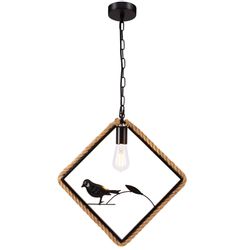 BlingBin Pendelleuchte Retro Hanfseil Hängelampen, Vogelmuster günstig online kaufen