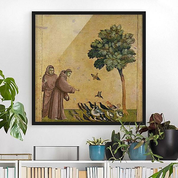 Bild mit Rahmen Kunstdruck - Quadrat Giotto di Bondone - Der Heilige Franzi günstig online kaufen