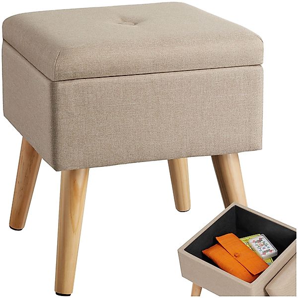 tectake Sitzhocker Schminkhocker Elva gepolstert in Leinenoptik 300kg mit S günstig online kaufen