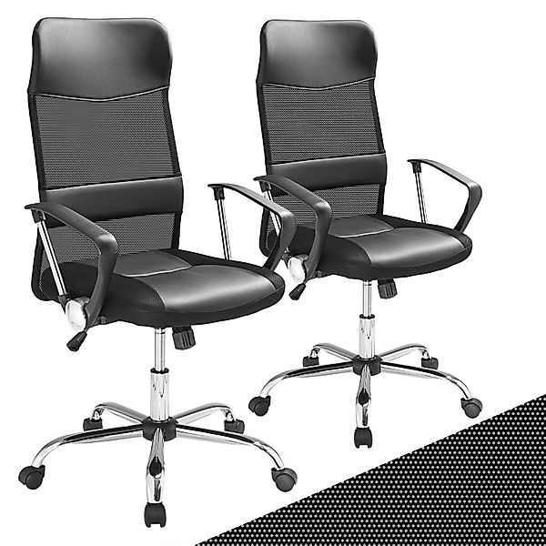 Bürostuhl Deluxe 2er-Set Schwarz mit Netz günstig online kaufen