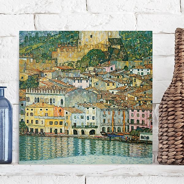 Leinwandbild - Quadrat Gustav Klimt - Malcesine am Gardasee günstig online kaufen