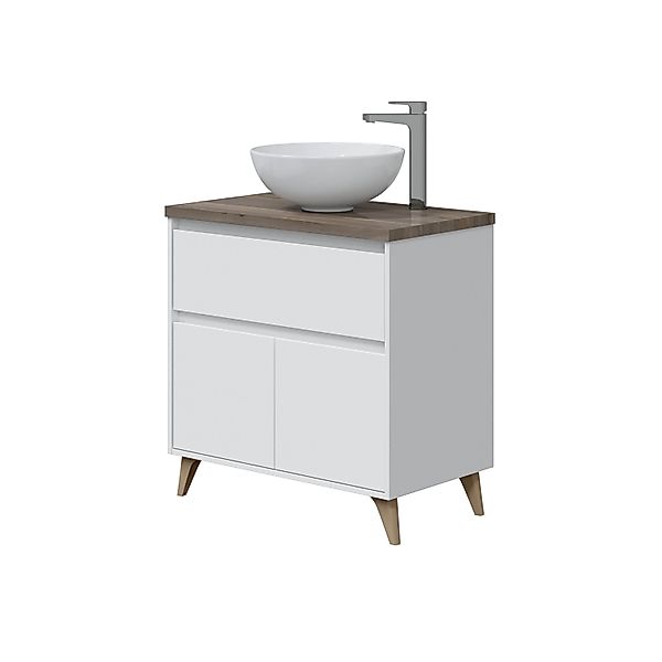 habeig Waschbeckenunterschrank Badezimmerschrank 78,5x46x80cm Weiß mit günstig online kaufen