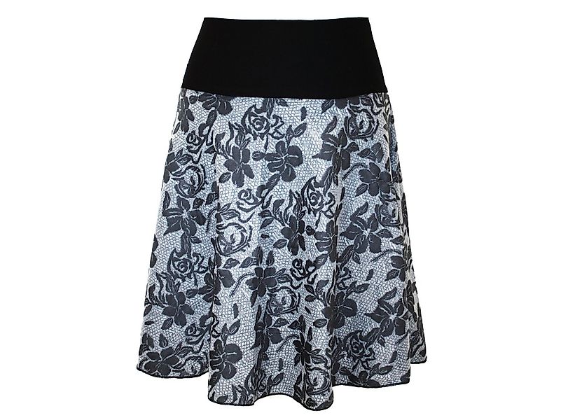 dunkle design A-Linien-Rock Jacquard Jersey Grau Rot 52cm elastischer Bund günstig online kaufen