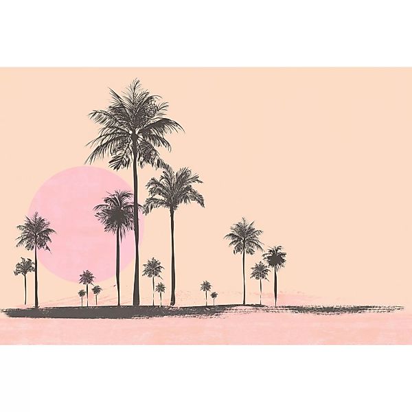Fototapete Sonnenuntergang Palmen Rosa Schwarz Beige 4,00 m x 2,70 m FSC® günstig online kaufen