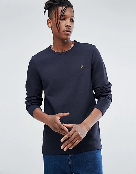 Farah – Westland – Langärmliges, schmal geschnittenes Shirt in Marineblau-N günstig online kaufen