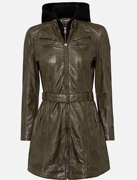 Keskin Collection Lederjacke Lederjacke Ledermantel Olive mit Kapuze abnehm günstig online kaufen