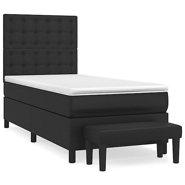 vidaXL Boxspringbett, Boxbett mit Matratze Schwarz 90x200 cm Kunstleder günstig online kaufen
