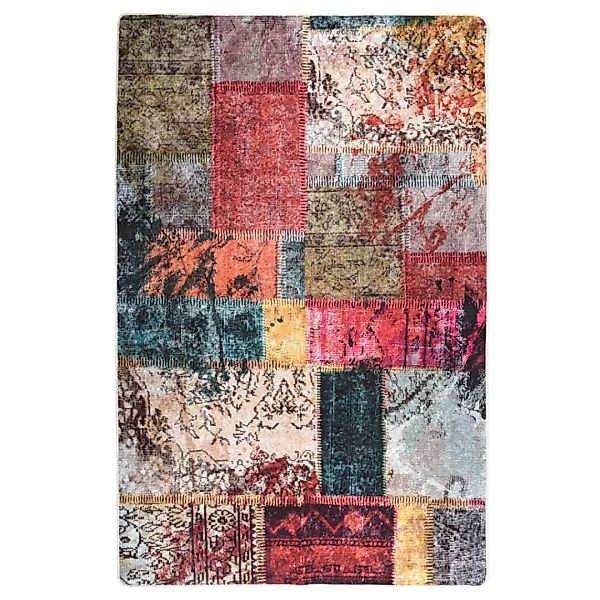 Teppich Waschbar Patchwork 80x150 Cm Mehrfarbig Rutschfest günstig online kaufen