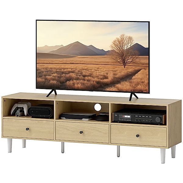 HOMCOM TV-Möbel TV-Bank für Fernseher bis zu 75" mit 3 Schubladen, 3 offene günstig online kaufen