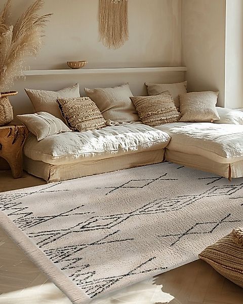 Qiyano Teppich Alena 100 Creme/Schwarz 200 x 290 cm, Rechteckig günstig online kaufen