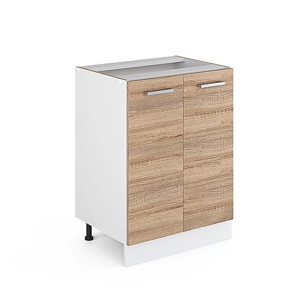Vicco Küchenunterschrank R-Line Küchenkommode Sonoma/Weiß 60 cm ohne Arbeit günstig online kaufen