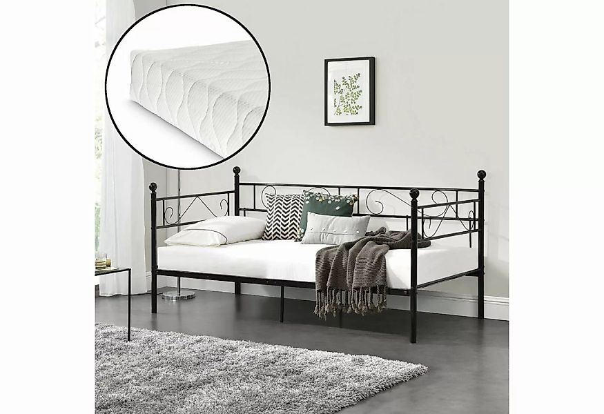 en.casa Metallbett, »Granada« Tagesbett mit Kaltschaummatratze 90 x 200 cm günstig online kaufen