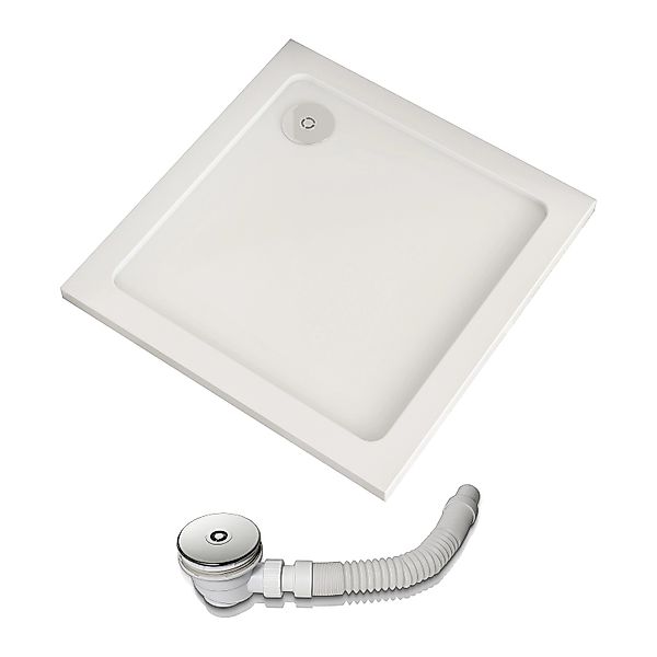 AICA 80x80x3cm Duschwanne mit Ablaufgarnitur Quadrat Duschtasse Kunststein günstig online kaufen
