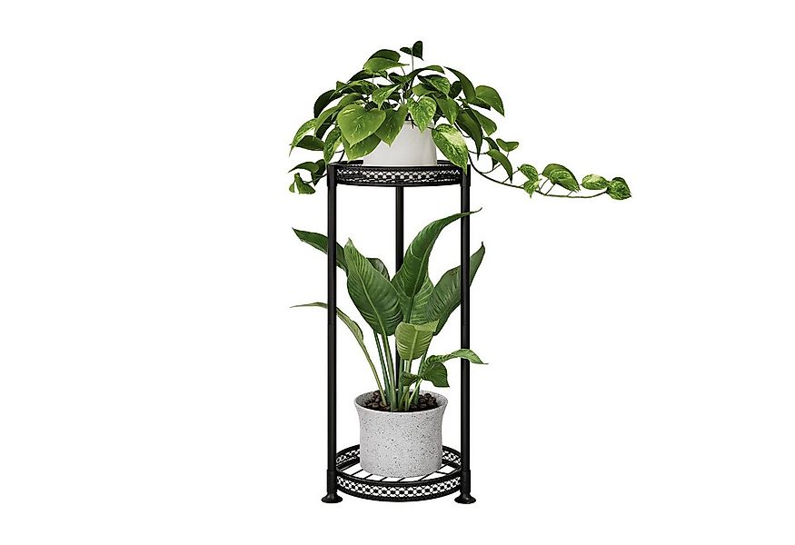 Bamworld Blumenständer Hoher Metallpflanzenständer 2-fach mit Blütenrand (1 günstig online kaufen