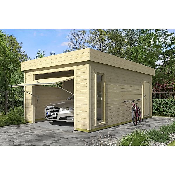 Lasita Garage Bahamas 2 mit Schwingtor 360 cm x 540 cm Natur/Unbehandelt günstig online kaufen