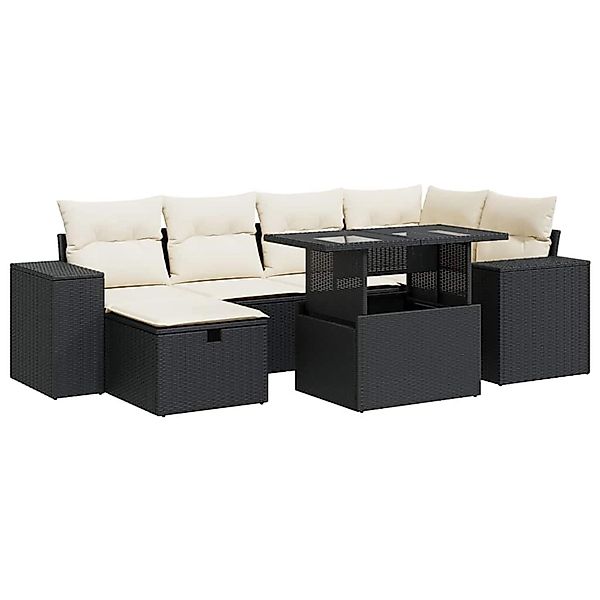 vidaXL 8-Tlg Garten-Sofagarnitur mit Kissen Schwarz Poly Rattan 3327936 günstig online kaufen
