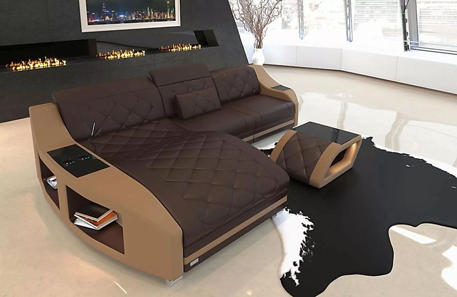 Sofa Dreams Ecksofa Couch Leder Sofa Swing L Form Ledersofa, mit LED, wahlw günstig online kaufen