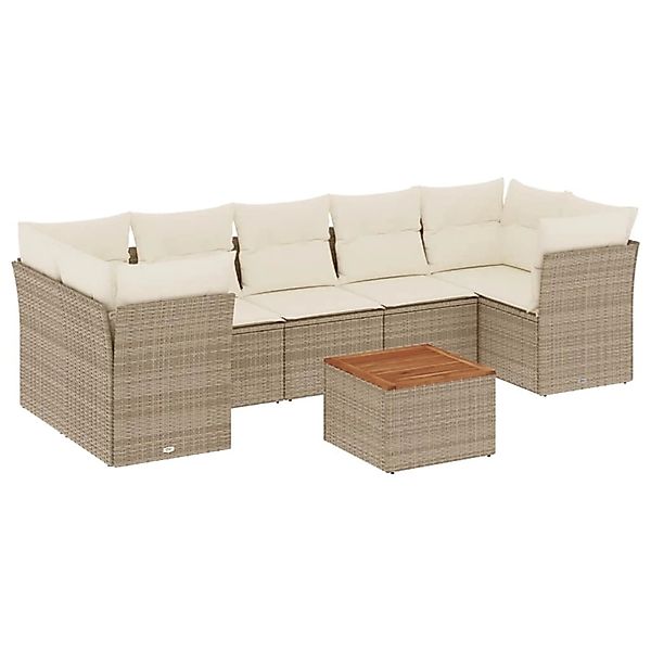 vidaXL 8-Tlg Garten-Sofagarnitur mit Kissen Beige Poly Rattan 3223510 günstig online kaufen