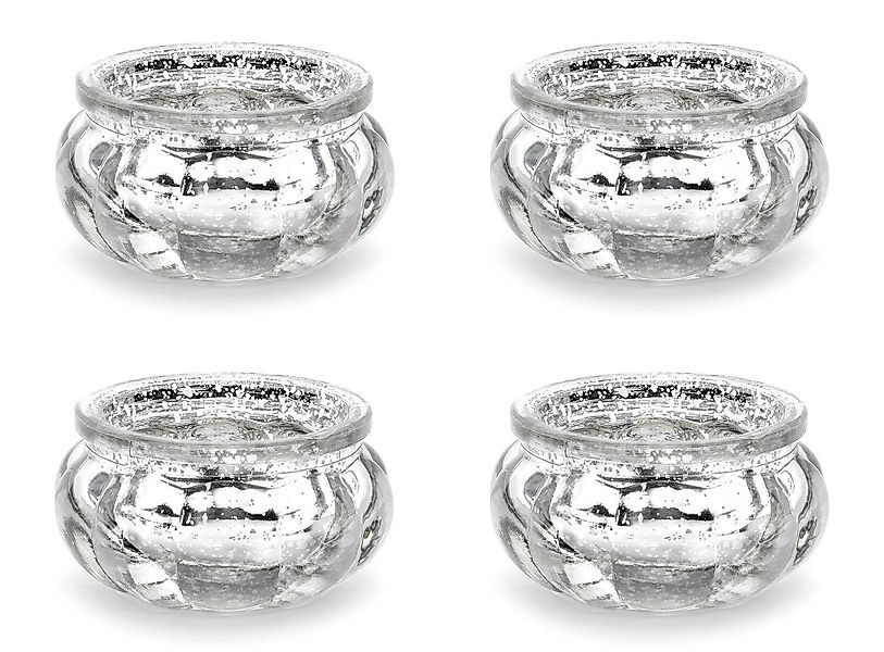 partydeco Kerzenhalter, Teelichtgläser 6x3cm silber 4er günstig online kaufen