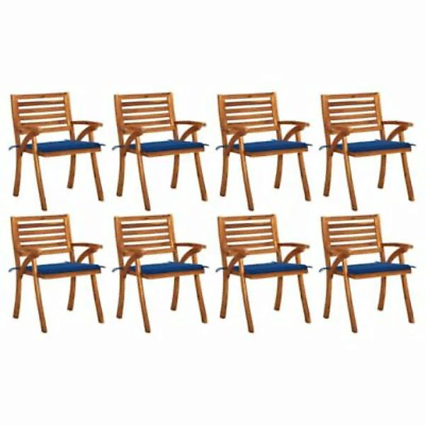 vidaXL Gartenstühle mit Kissen 8 Stk. Massivholz Akazie Gartenstuhl blau günstig online kaufen