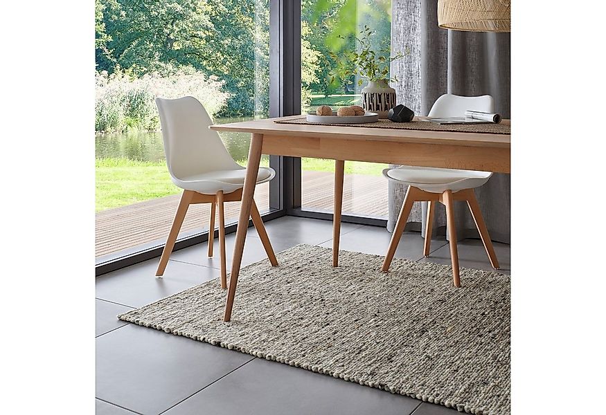 TaCa Home Wollteppich Handweb Woll-Teppich, rechteckig, Höhe: 10 mm, Grau M günstig online kaufen