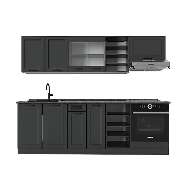 Vicco R-Line Küchenzeile Anthrazit Landhaus/Anthrazit 240 cm AP Anthrazit günstig online kaufen