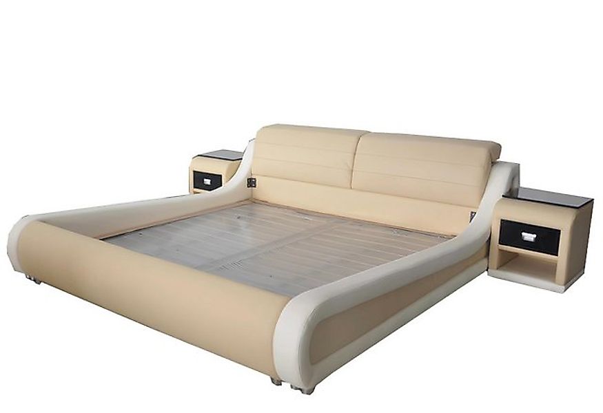 JVmoebel Bett Doppel Luxus Leder Bett + USB Polster Betten Moderne Hotel (B günstig online kaufen