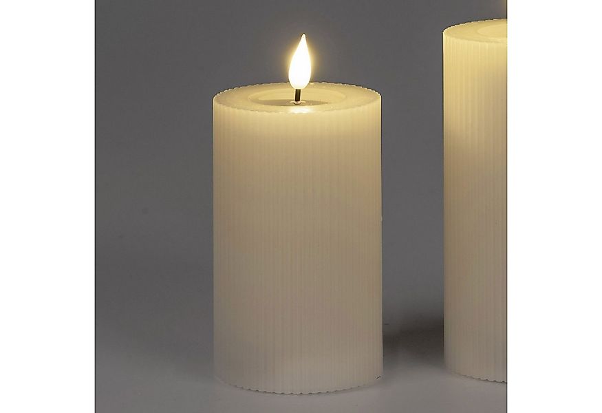 formano LED-Kerze Streifen, Mit Timerfunktion, creme, Motiv: Rillen günstig online kaufen