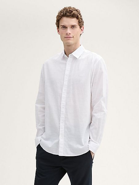 TOM TAILOR Langarmhemd Blusen & Shirts Regular Fit Hemd mit Logo-Stickerei günstig online kaufen