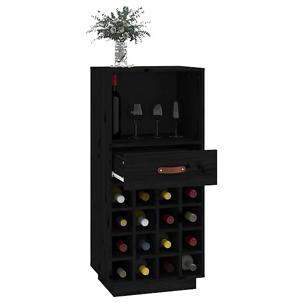 vidaXL Weinregal Schwarz 45x34x100 cm Massivholz Kiefer günstig online kaufen