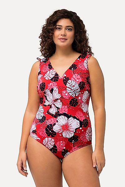 Ulla Popken Badeanzug Badeanzug Hawaiiblüten Softcups V-Ausschnitt günstig online kaufen