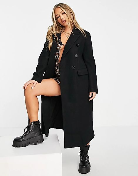 4th & Reckless – Zweireihiger Mantel in Schwarz günstig online kaufen