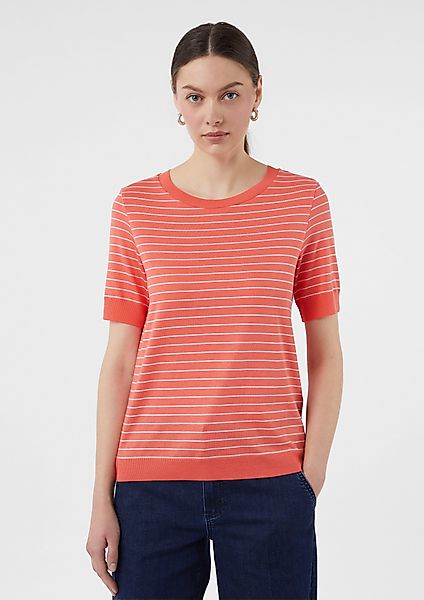 comma Kurzarmshirt Gestreiftes T-Shirt mit Rippbündchen günstig online kaufen