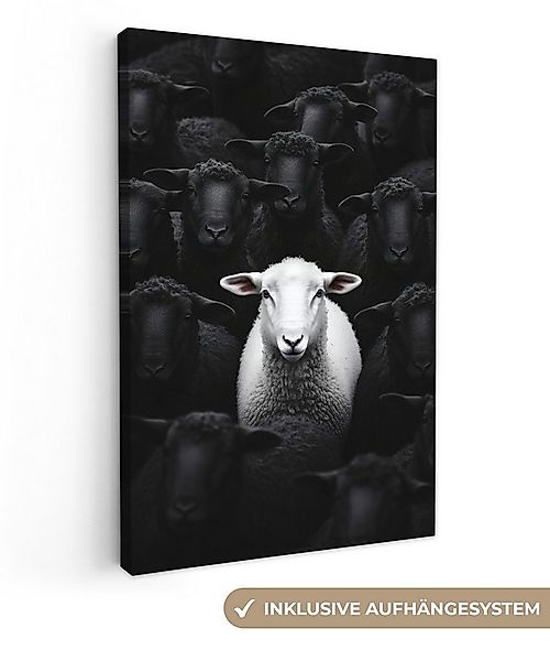 OneMillionCanvasses® Leinwandbild Schafe - Weiß - Dunkelheit, Fotodruck (1 günstig online kaufen