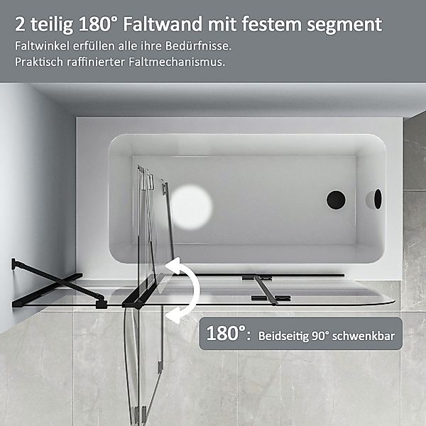 Boromal Badewannenaufsatz Schwarz Duschwand für Badewanne günstig online kaufen