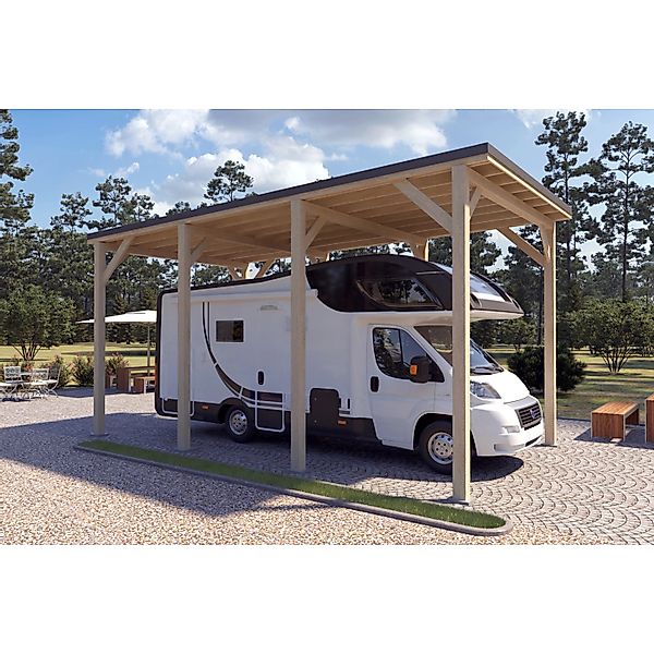 Holzbrüder Camping-Carport Ralf 28m² Imprägniert-Dunkelgrau günstig online kaufen