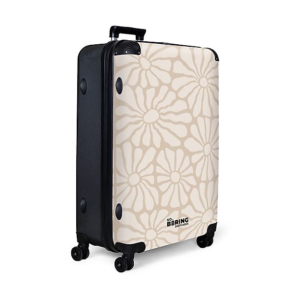 NoBoringSuitcases.com© Hartschalen-Trolley Hellbraun mit beigen Blüten günstig online kaufen