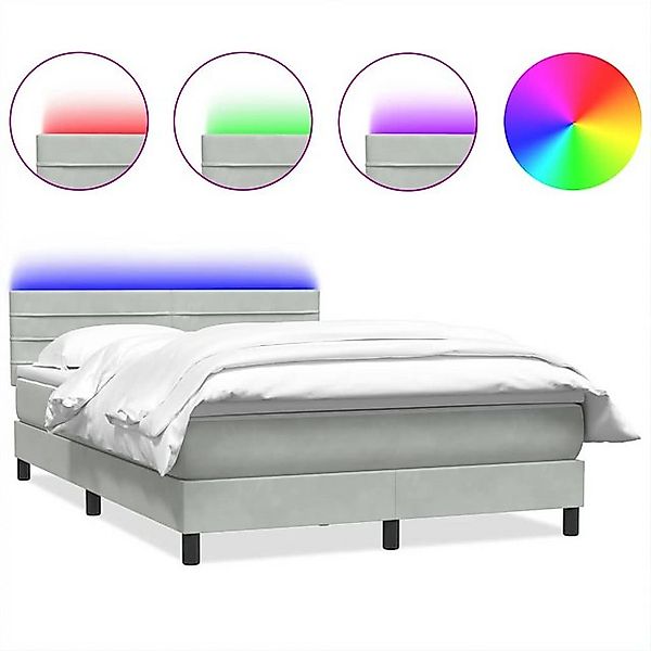 vidaXL Boxspringbett, Boxspringbett mit Matratze Hellgrau 140x210 cm Samt günstig online kaufen