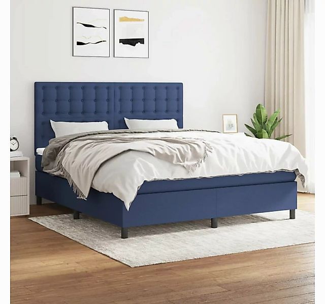 vidaXL Boxspringbett Boxspringbett mit Matratze Blau 160x200 cm Stoff Bett günstig online kaufen