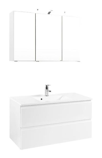 Waschtisch-Set 100 Cardiff inkl LED Beleuchtung von Held Möbel Weiß günstig online kaufen