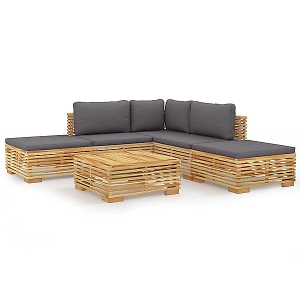 vidaXL 6-tlg Garten-Lounge-Set mit Kissen Massivholz Teak Modell 7 günstig online kaufen