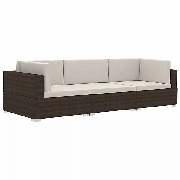 vidaXL Gartenlounge-Set 3-tlg. Garten-Sofagarnitur mit Auflagen günstig online kaufen