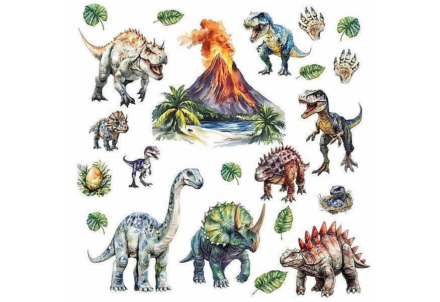 nikima Wandtattoo 257 Wandtattoo Dinosaurier mit Vulkan - Größe 750 x 420 m günstig online kaufen