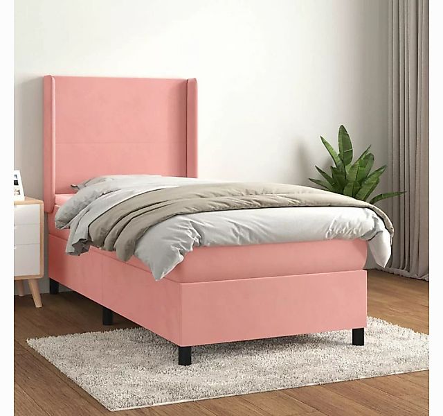 vidaXL Boxspringbett Boxspringbett mit Matratze Rosa 100x200 cm Samt Bett B günstig online kaufen