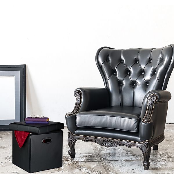 relaxdays Polsterhocker Hocker Kunstleder, Weiß günstig online kaufen