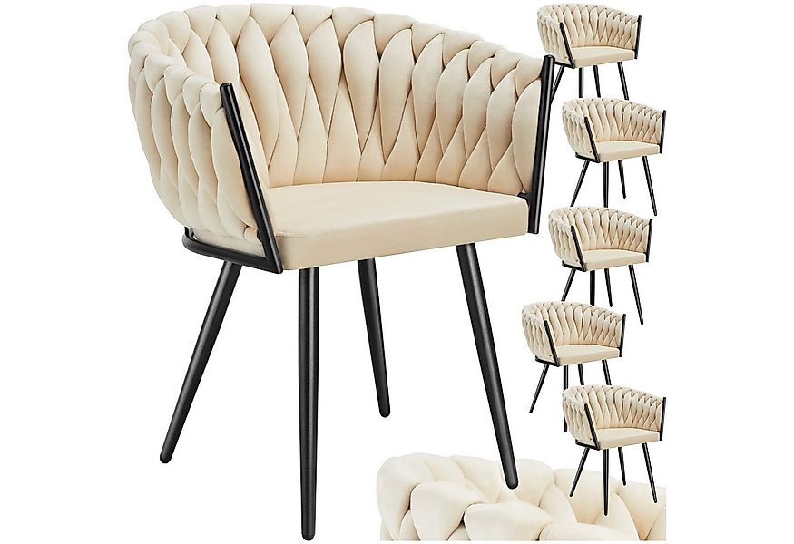 tectake Esszimmerstuhl Küchenstuhl Astano, Belastbarkeit 120 kg, Sand (Set, günstig online kaufen